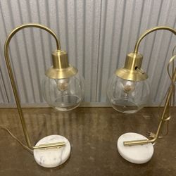 Set of 2 Modern Gold & Marble Table Lamps