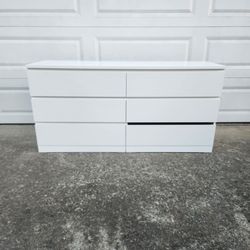 63" Ikea Malm Modern White Dresser Chest Bedroom Furniture _ All Drawers Slide Smoothly