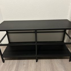 IKEA Black Metal And Glass Coffee Table 