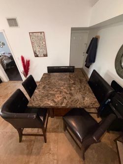 Marble top table and chairs