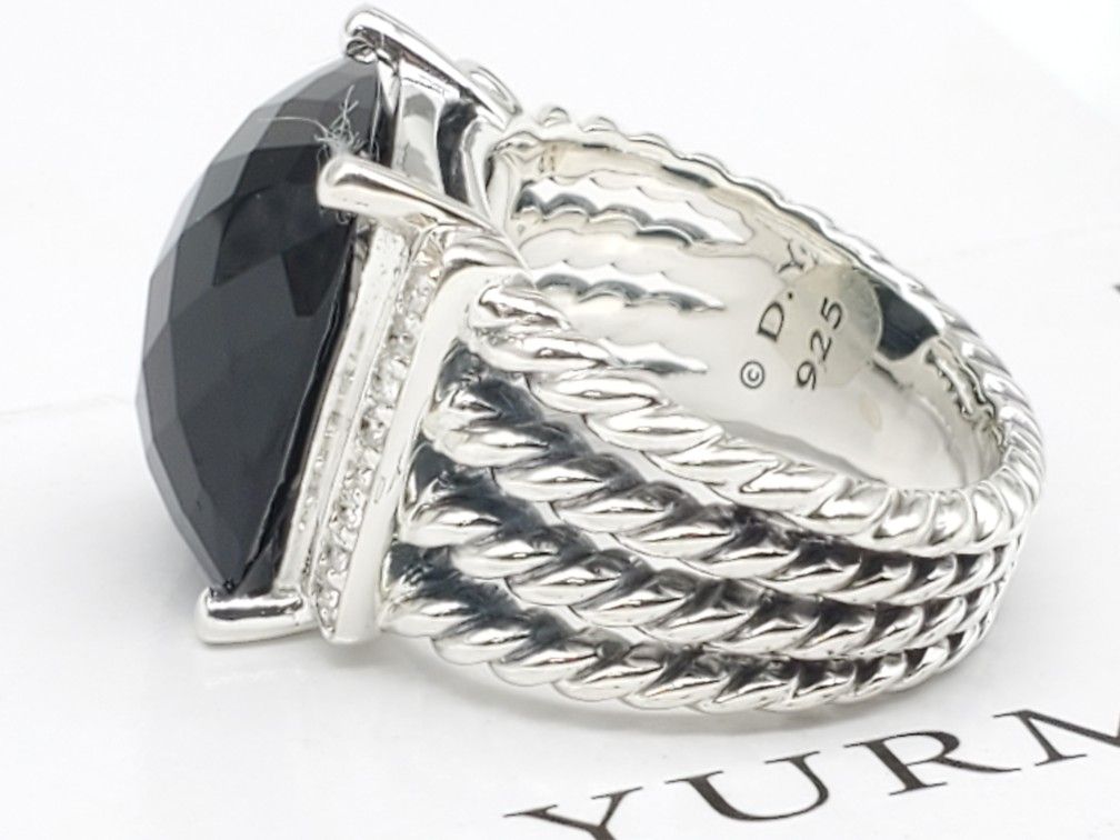 David Yurman Sterling Silver Rows Wheaton With Black Onyx