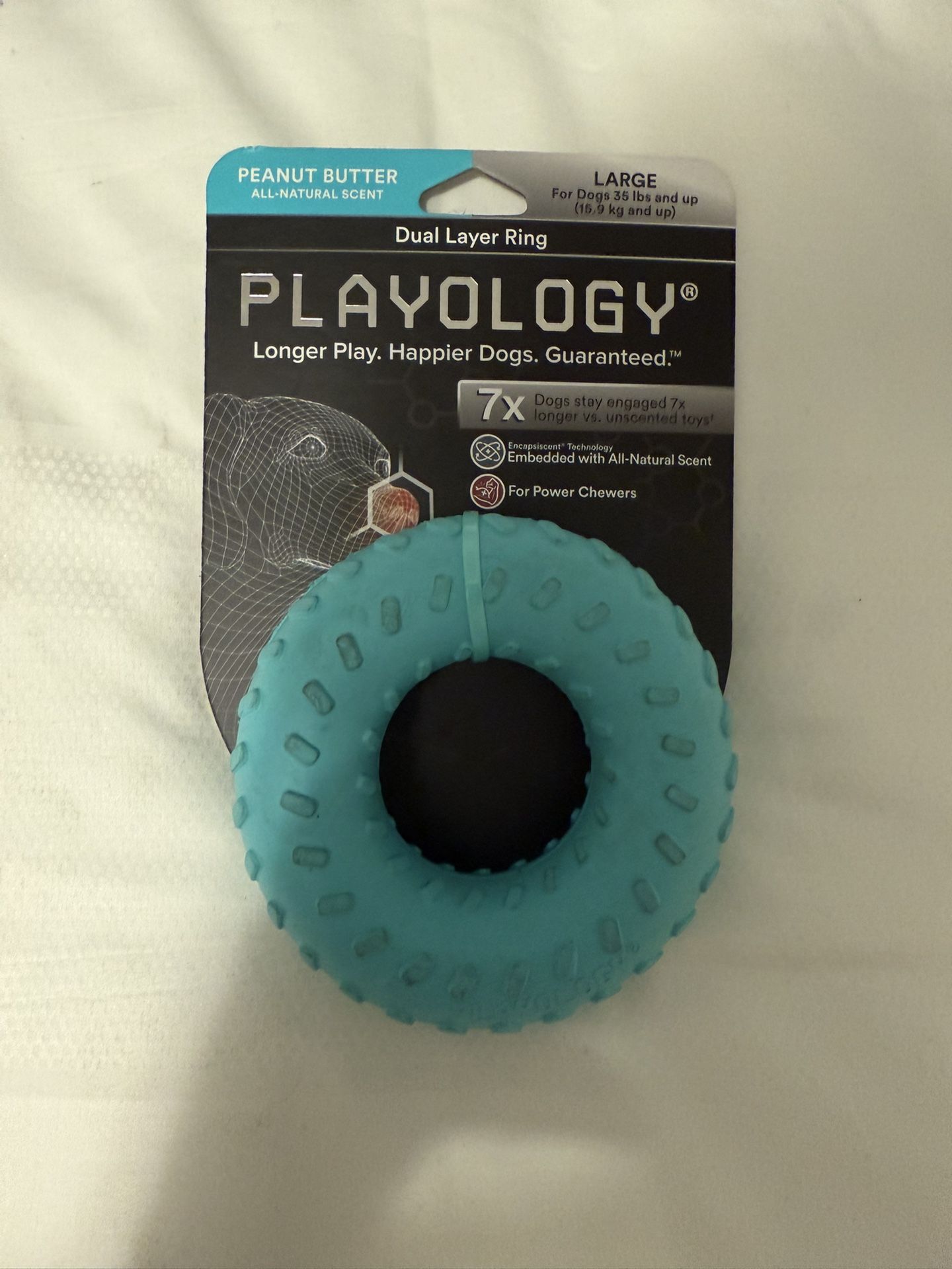 Playology Dual Layer Ring Peanut Butter Dog Toy, Medium