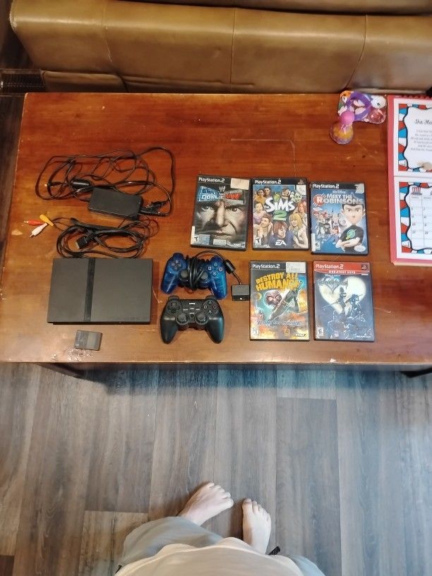 PS2 Slim Bundle Console With 5 Games