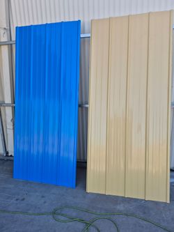 🏠 Metal Roofing & Siding Panels – Royal Blue & Sahara Tan | Custom Cut | Factory Direct Lamina