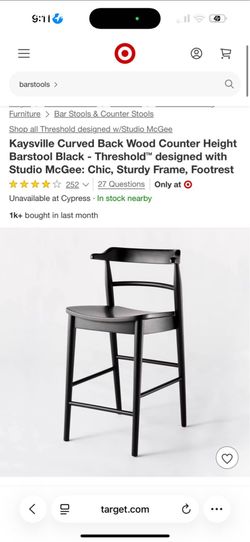Kaysville Curved Back Wood Counter Height Barstool Black