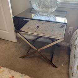 Mirror Accent Table Champagne Finish