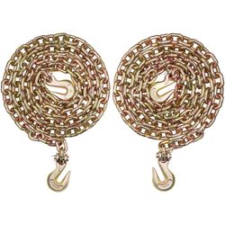 G80 Transport Binder Chain, 3/8" x 10.3' 2-Pack Tow Chain with Clevis Grab Hooks,