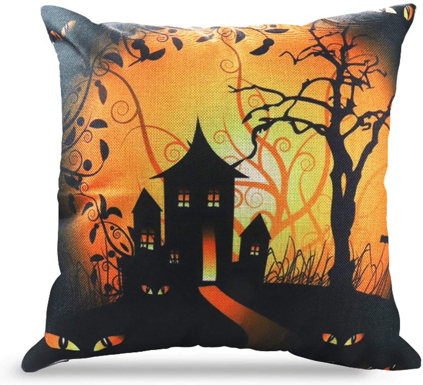 Brand New Halloween Throw Pillow Covers 18 x 18 Inch Owl/Bat/Witch/Castle Theme Sofa Home Decorative Cushion Pillow Case Bedroom Living Dining Seat