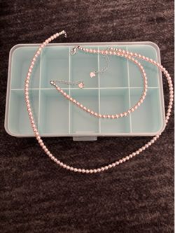 S925 and natural pearl necklace and anklet