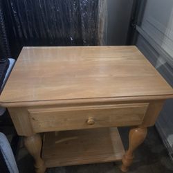 Solid Pine Wood Nightstand-$15