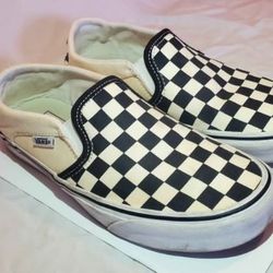 Van's Classic Black/ White Checkered Print Womens Size 7