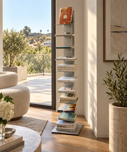 Silver Sapien-Style Spine Book Tower — Modern Metal