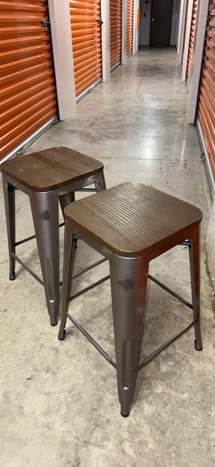 Industrial Metal & Wood Bar Stools