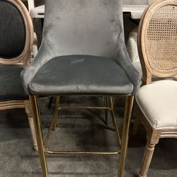 Velvet Bar Stools Grey