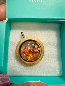 Origami owl locket with Disney Chip & Dale Mickey Mouse, pumpkin, charms and locket
