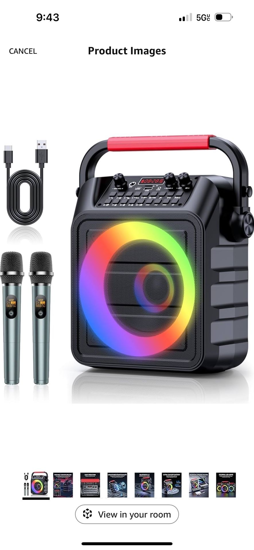 araoke Mchine,Karaoke Machine for Adults & Kids,Karaoke Speaker with 2 Wireless Microphones,Portable Bluetooth Karaoke Speaker Supports TWS/REC/AUX/US