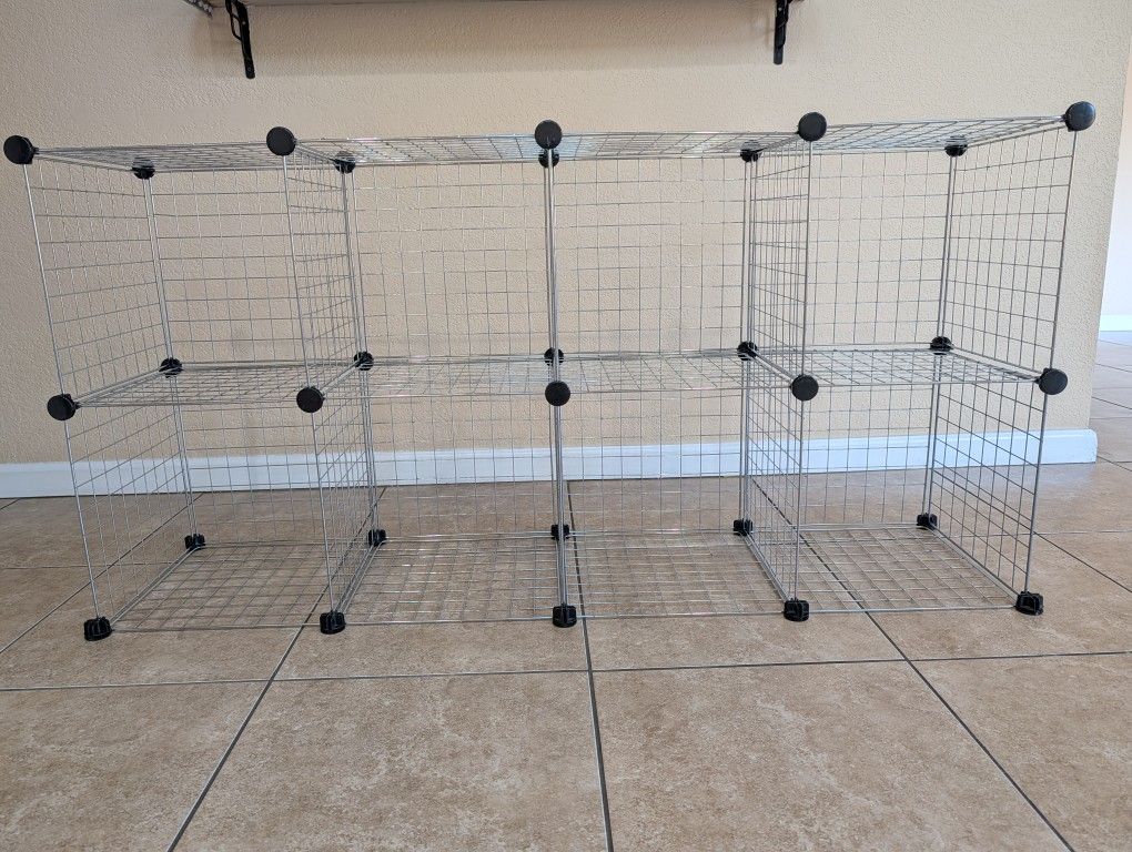 8 Cube Customizable Cube Wire Shelving Storage System, Stackable Cubes