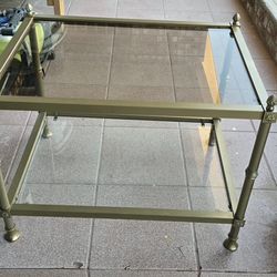 Vintage Mid Century 2 Tier Brass & Glass Table