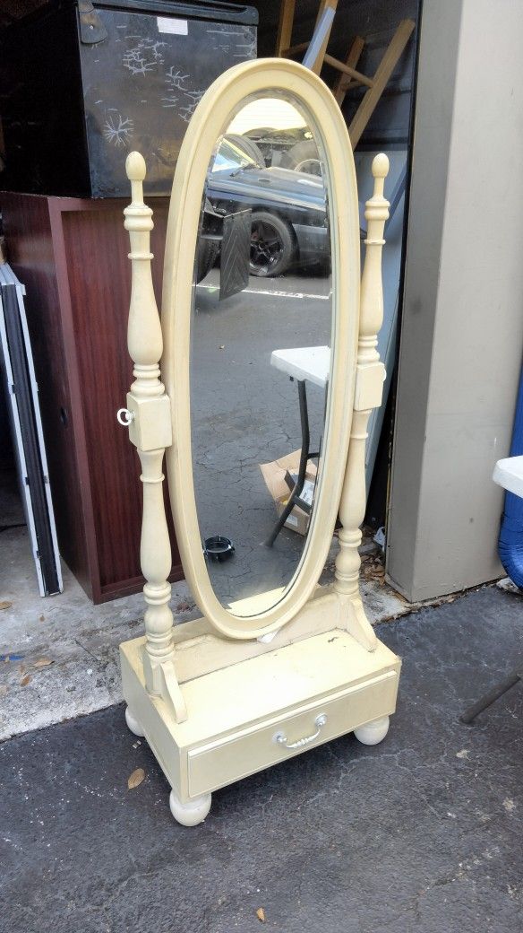 Antique Wooden Mirror with drawer