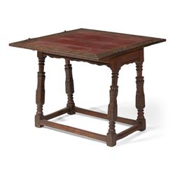 Baroque Revival oak table with flip top