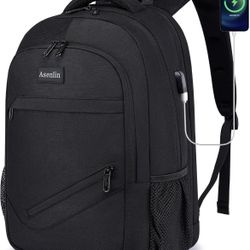 Asenlin Travel Laptop Backpack for Women & Men,Water Resistant Business Slim Sturdy Laptops Backpack with USB Charging Port,Fits 15.6 Inch Notebook Co