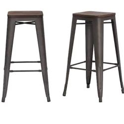 Finwick Matte Gunmetal Gray Backless Bar Stools
