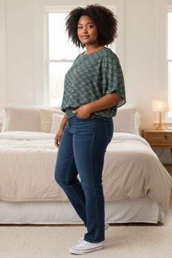 Michael Kors 3X Green Patterned Blouse