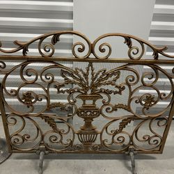 Beautiful Vintage Wrought Iron Ornate Fireplace Cover Decor 