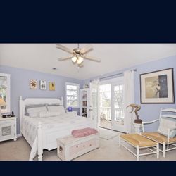 Cottage Style Bed Frame, Two Nightstands and Armoire/Entertainment Unit