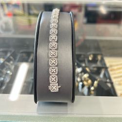 White Gold Square Link Diamond Bracelet