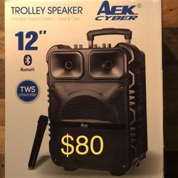 12” AEK Bluetooth Rechargeable party Speaker With Microphone  & LED Display Lights 🎶🎤🔊