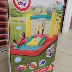 Play Day Jump 'N Away Kids Indoor and Outdoor Bouncer with Blower