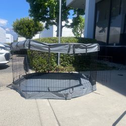30” Tall Dog Playpen With Cover Dog Run, Dog Cage 8 Panels Fence with Door