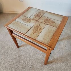 Danish Wood End Table With Leaves