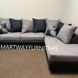 Sectional Black Or Grey Microfiber New Box We Deliver 