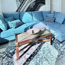 Blue Sectional Sofa With Chaise 