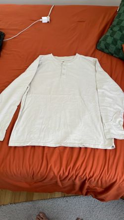 Cream Long Sleeve Henley Shirt large