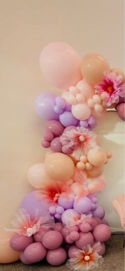 20 Pink , white peach color organza flowers and butterflies  For backdrop
