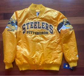 Men’s Pittsburgh Steelers Starter Yellow Gold Satin Bomber Jacket - Size Medium