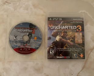 Uncharted 2 & 3 PS3 Game Lot GOTY Drake's Deception CIB Among Thieves Disc Only