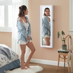 6 LEDs Mirror Jewelry Cabinet, 47.2-Inch Tall Lockable Wall or Door Mounted Jewelry⭐🧨🧨🧨
