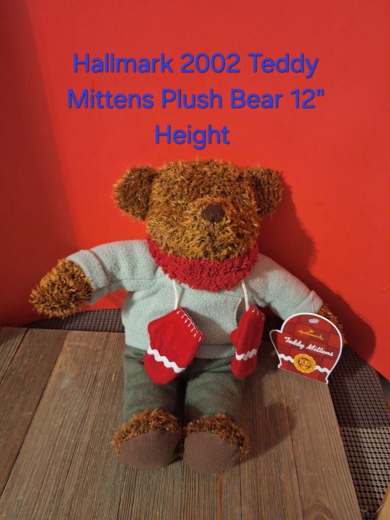 Hallmark 2002 Teddy Mittens Plush Bear 12" Height -$15.00