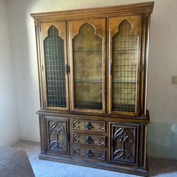 Vintage China Cabinet With Drawers 