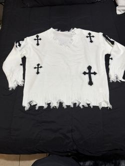 Distressed Women’s Cross Sweater Shirt