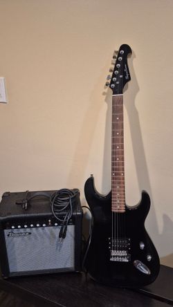 electric guitar with amplifier
