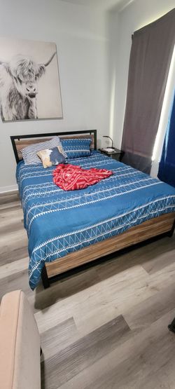 Industrial Metal and Wood Bed Frame