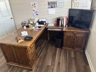 Solid Wood Two Piece Desk