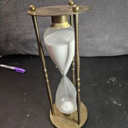 brass  Frame Glass Hourglass Analogue Sand Mechanical Timer Collectible