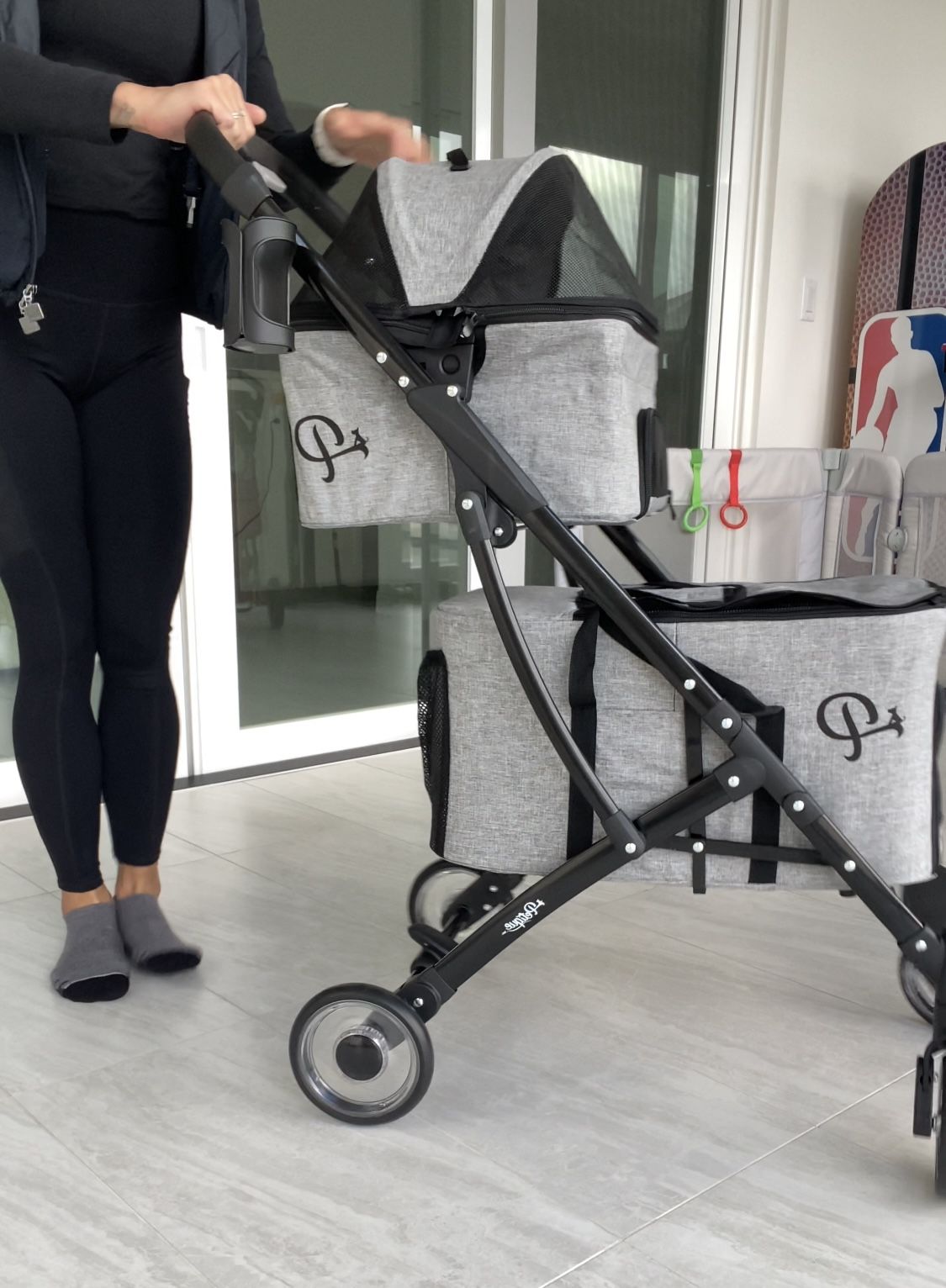 Petique deluxe double decker pet stroller for dogs, cats, small animals