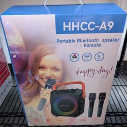 Moyleaf HHCC-A9 Portable Bluetooth Karaoke Speaker w/ 2 Microphones New